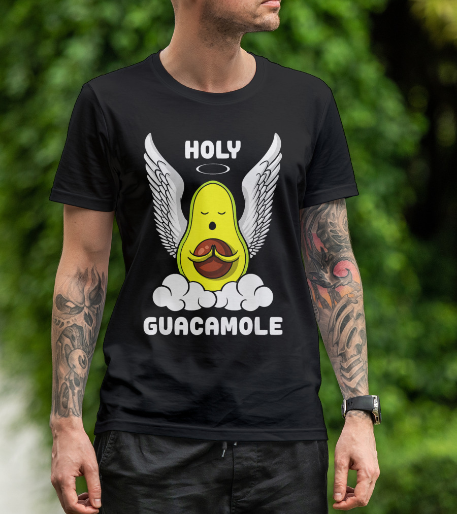 Holy Guacamole Avocado Angel With Wings Vegan Funny T-Shirt