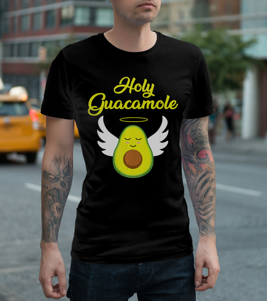 Holy Guacamole Cute Avocado Angel With Halo And Wings T-Shirt