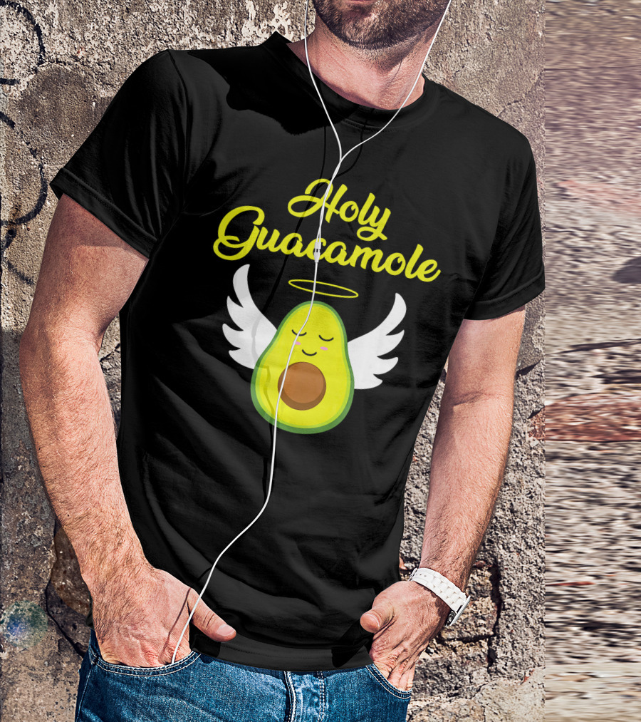 Holy Guacamole Cute Avocado Angel With Halo And Wings T-Shirt