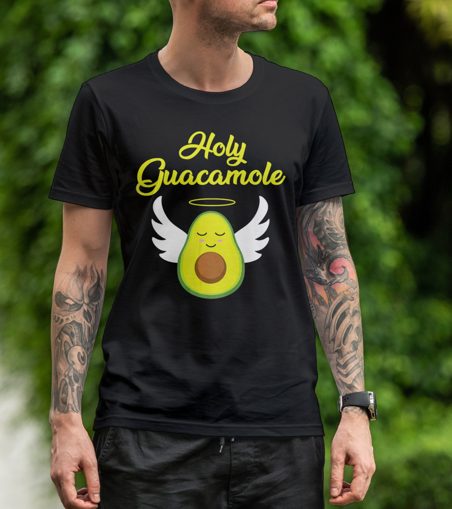 Holy Guacamole Cute Avocado Angel With Halo And Wings T-Shirt