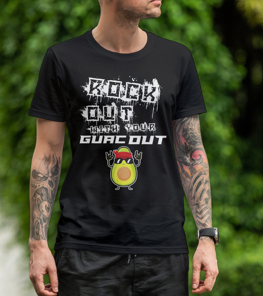 Rock Out With Your Guac Out Avocado Bandana Sunglasses T-Shirt