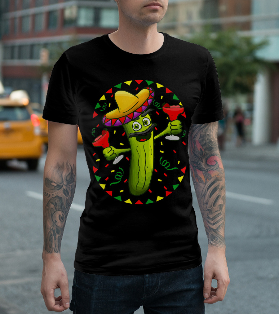 Sombrero Pickle Margarita Cinco De Mayo Fiesta T-Shirt