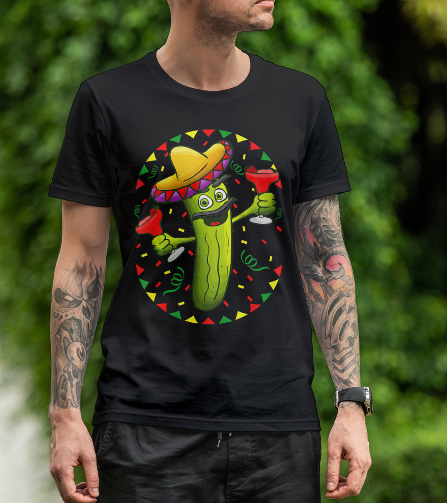 Sombrero Pickle Margarita Cinco De Mayo Fiesta T-Shirt