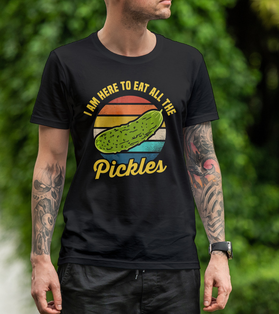 I Am Here To Eat All The Pickles Retro Pickle Lover T-Shirt