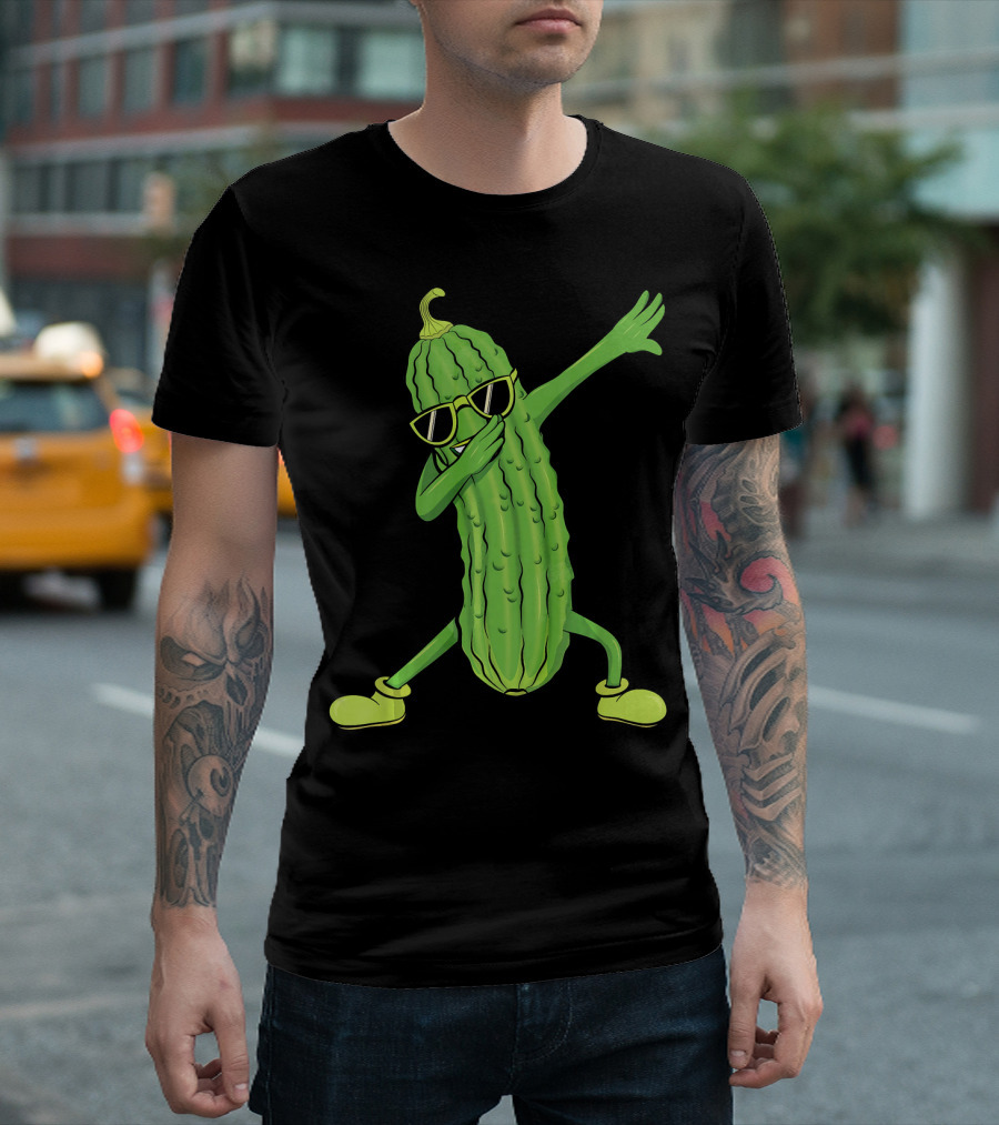 Dabbing Pickle Dancing Cucumber Lover Sunglasses Fun Pose T-Shirt