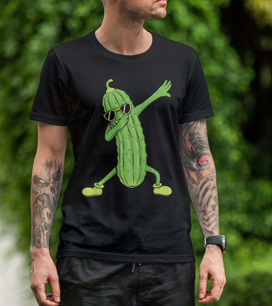 Dabbing Pickle Dancing Cucumber Lover Sunglasses Fun Pose T-Shirt