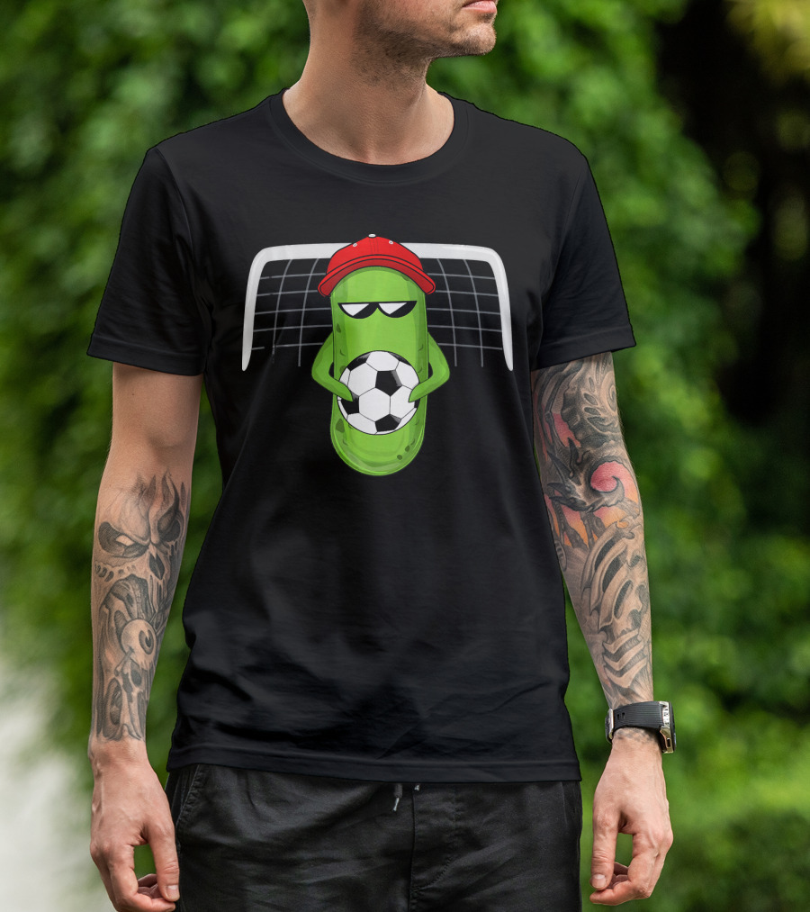 Pickle Soccer Player In Red Cap With Sunglasses T-Shirt