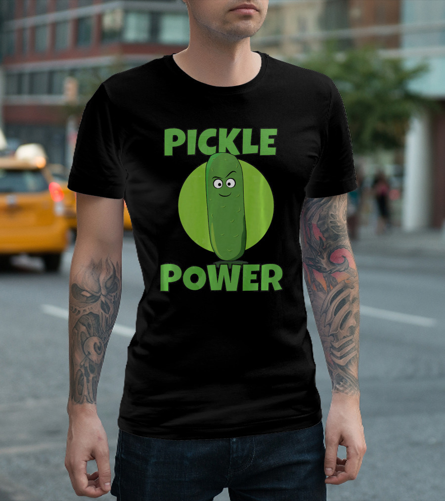 Pickle Power I Love Pickles Smiling Cartoon Pickle Character T-Shirt