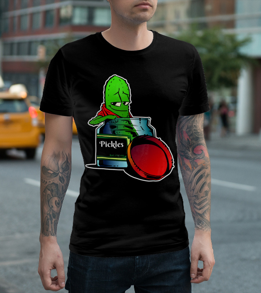 Pickles in Jar Funny Pickle Lover with Blue Lid and Red Sauce T-Shirt