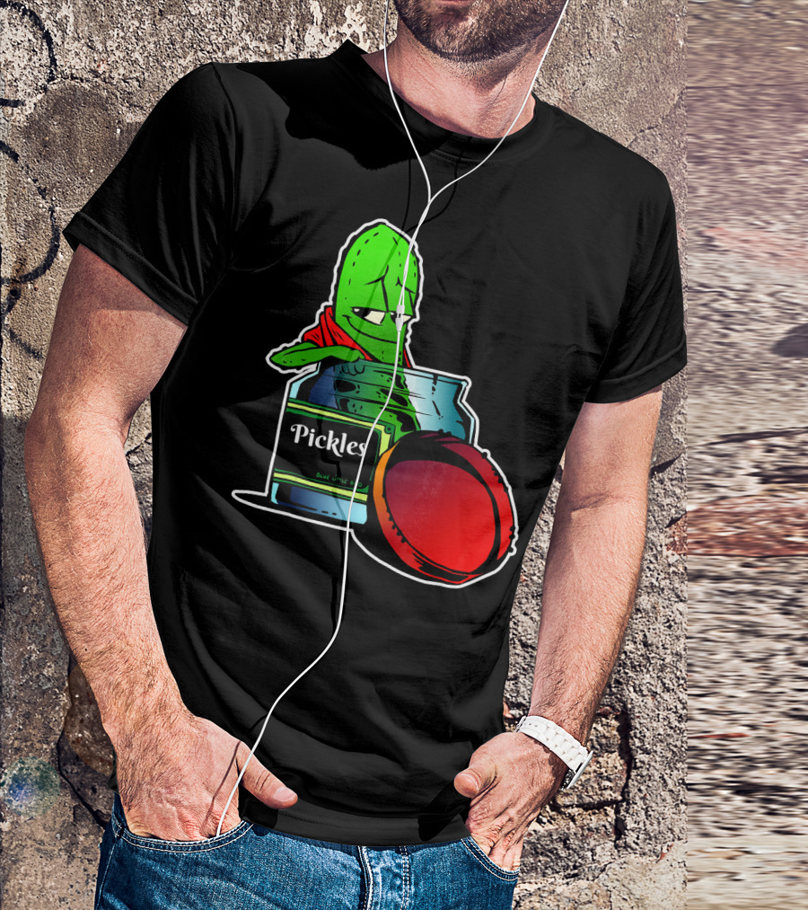 Pickles In Jar Funny Pickle Lover With Blue Lid And Red Sauce T-Shirt