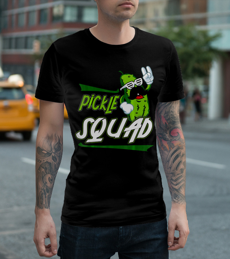 Pickle Squad Great Pickles Lover Retro Cool Mustache Rocker T-Shirt