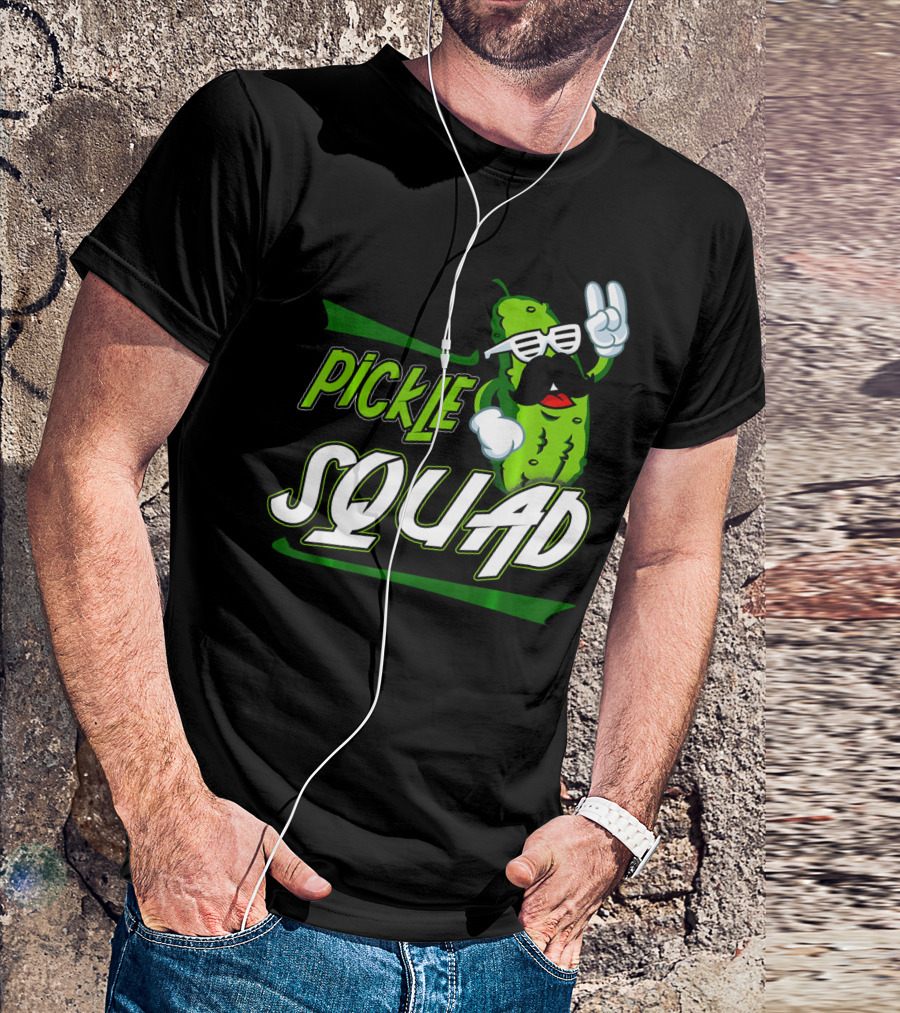 Pickle Squad Great Pickles Lover Retro Cool Mustache Rocker T-Shirt