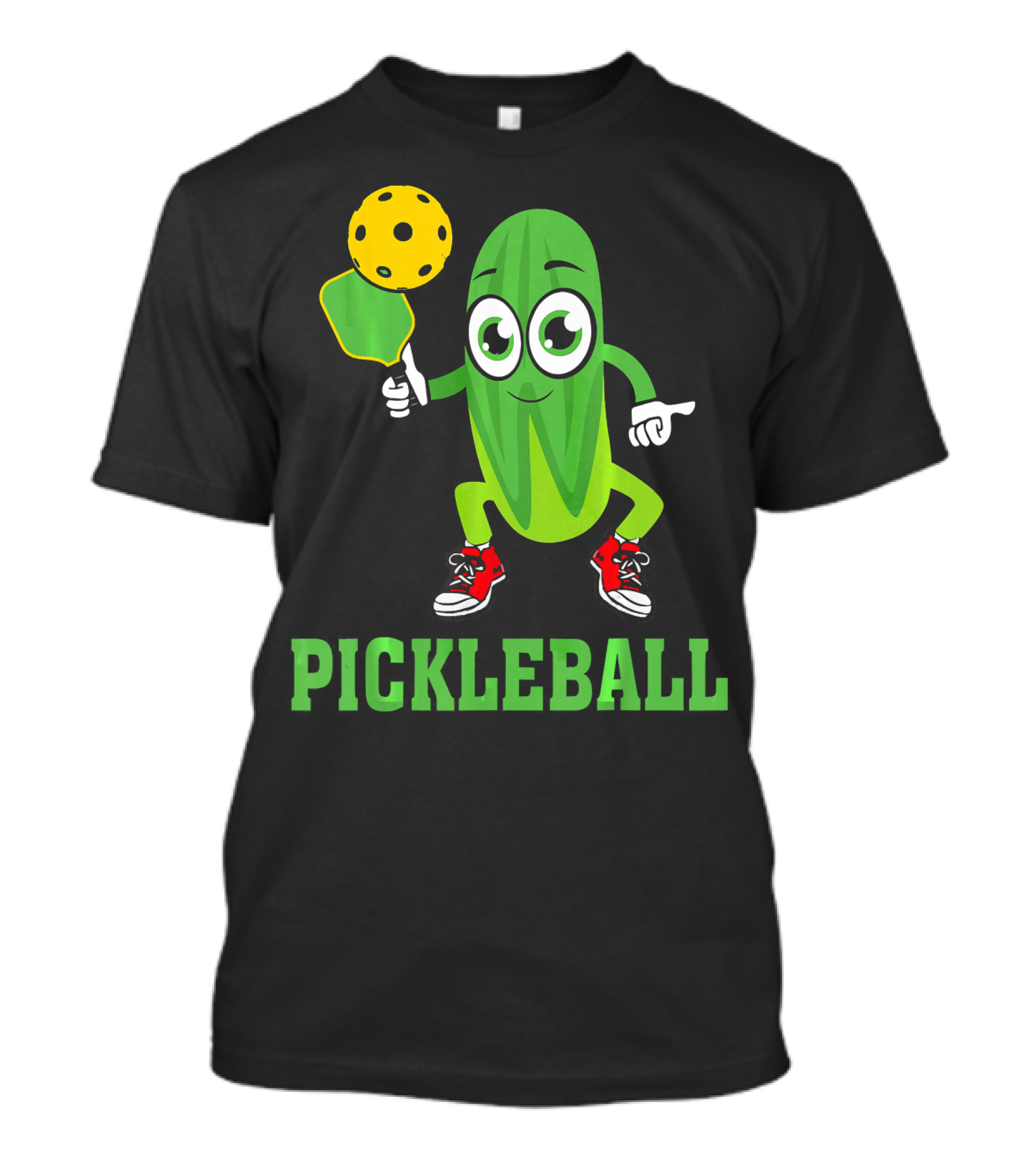 Pickle Character Playing Pickleball With Paddle And Ball T-Shirt