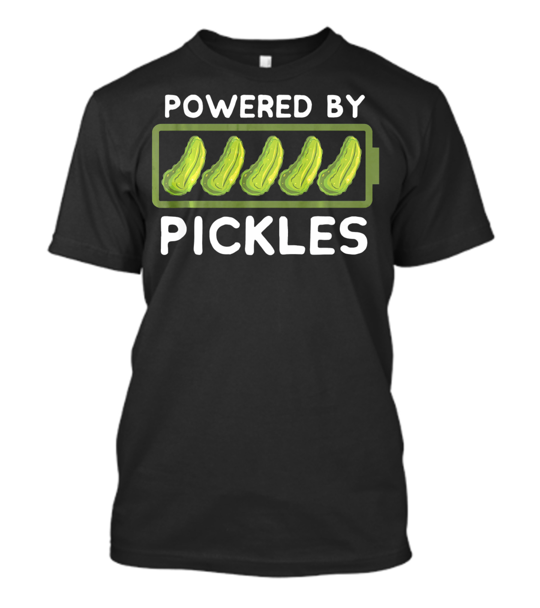 Powered By Pickles Pickle Battery T-Shirt
