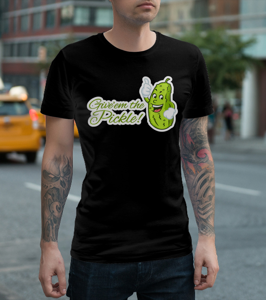Give'em The Pickle Thumbs Up Cartoon Character T-Shirt