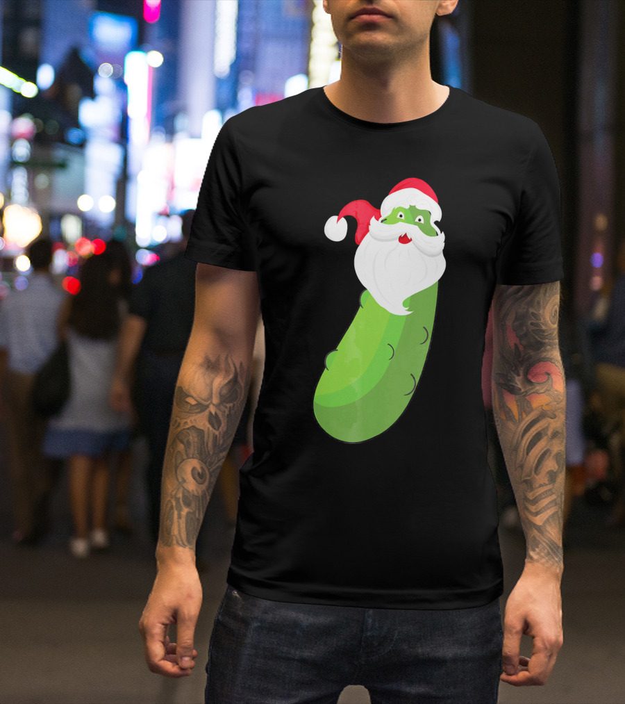 Lucky Pickle Funny Christmas Santa T-Shirt