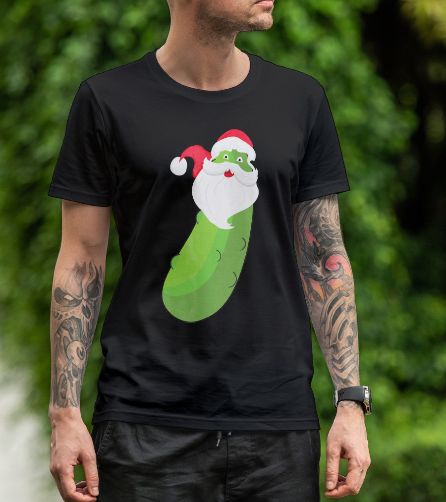Lucky Pickle Funny Christmas Santa T-Shirt