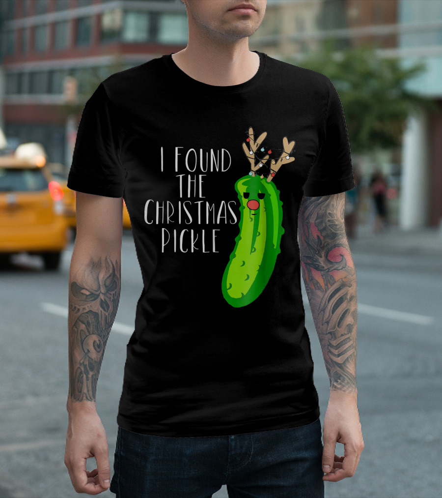 I Found The Christmas Pickle Reindeer Antlers Holiday Humor T-Shirt