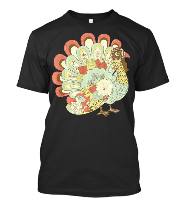 Retro Thanksgiving Turkey Vintage Floral T-Shirt