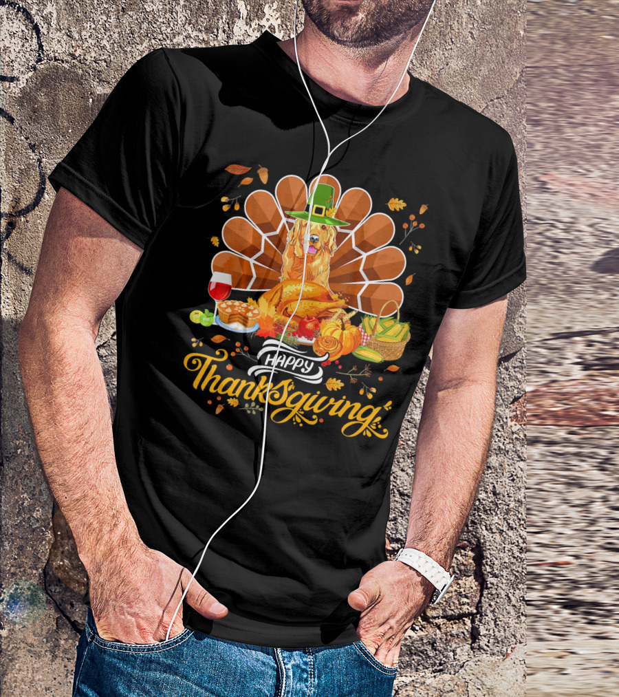 Happy Thanksgiving Golden Retriever Turk Feast T-Shirt