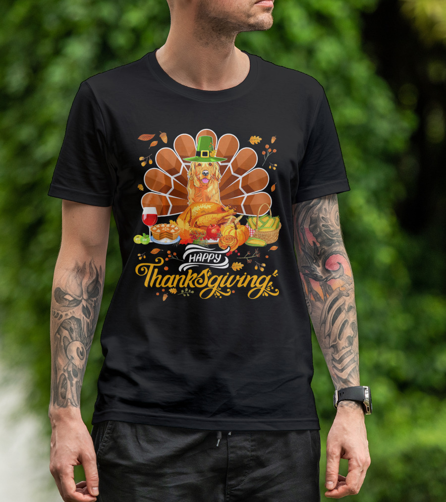 Happy Thanksgiving Golden Retriever Turk Feast T-Shirt