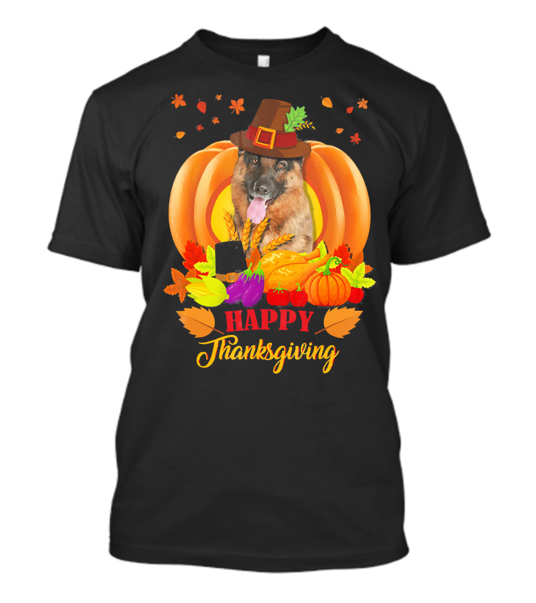 German Shepherd Happy Thanksgiving Pumpkin Harvest Dog T-Shirt