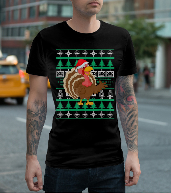 Turkey Santa Hat Ugly Christmas T-Shirt