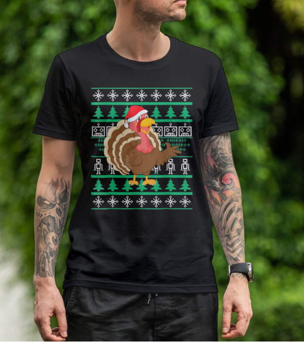 Turkey Santa Hat Ugly Christmas T-Shirt