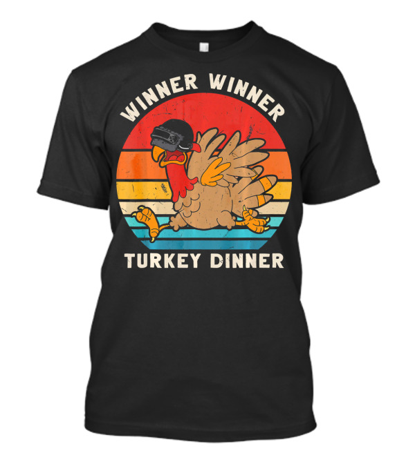 Winner Winner Turkey Dinner Retro Turkey With Helmet T-Shirt
