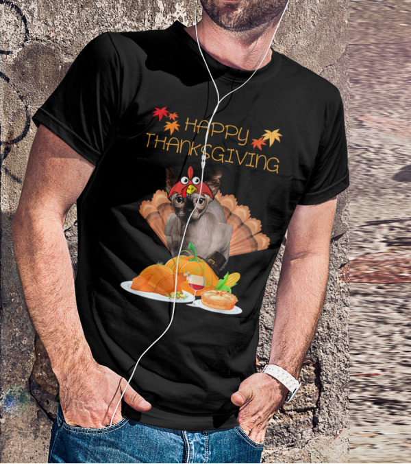 Happy Thanksgiving Sphynx Cat Turkey Feast T-Shirt