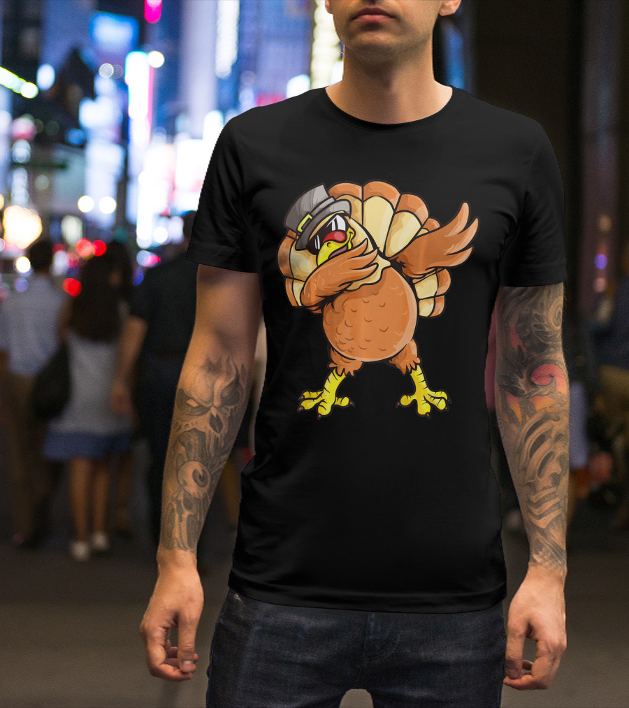 Dabbing Turkey Dab Dance Pilgrim Hat Thanksgiving T-Shirt