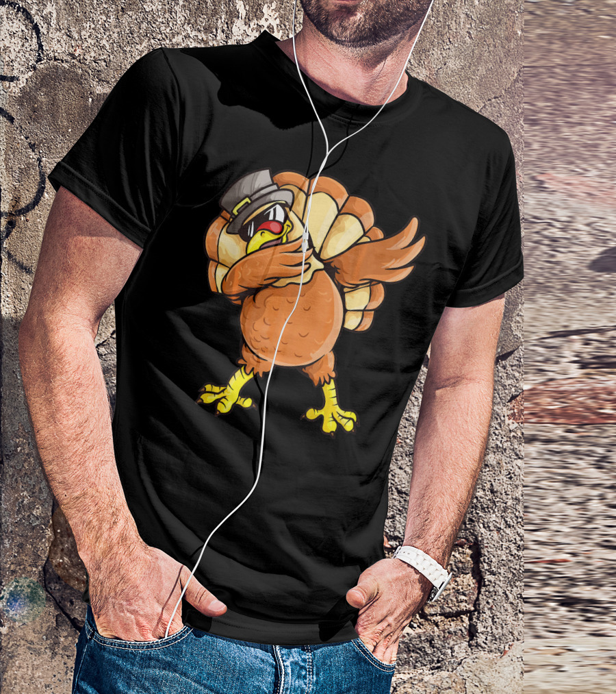 Dabbing Turkey Dab Dance Pilgrim Hat Thanksgiving T-Shirt