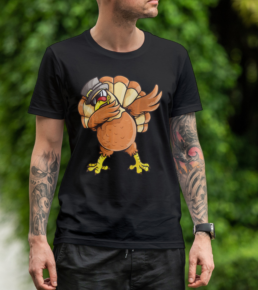 Dabbing Turkey Dab Dance Pilgrim Hat Thanksgiving T-Shirt