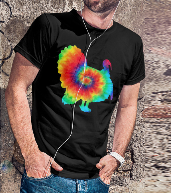 Tie Dye Turkey Thanksgiving Spiral Color Burst T-Shirt