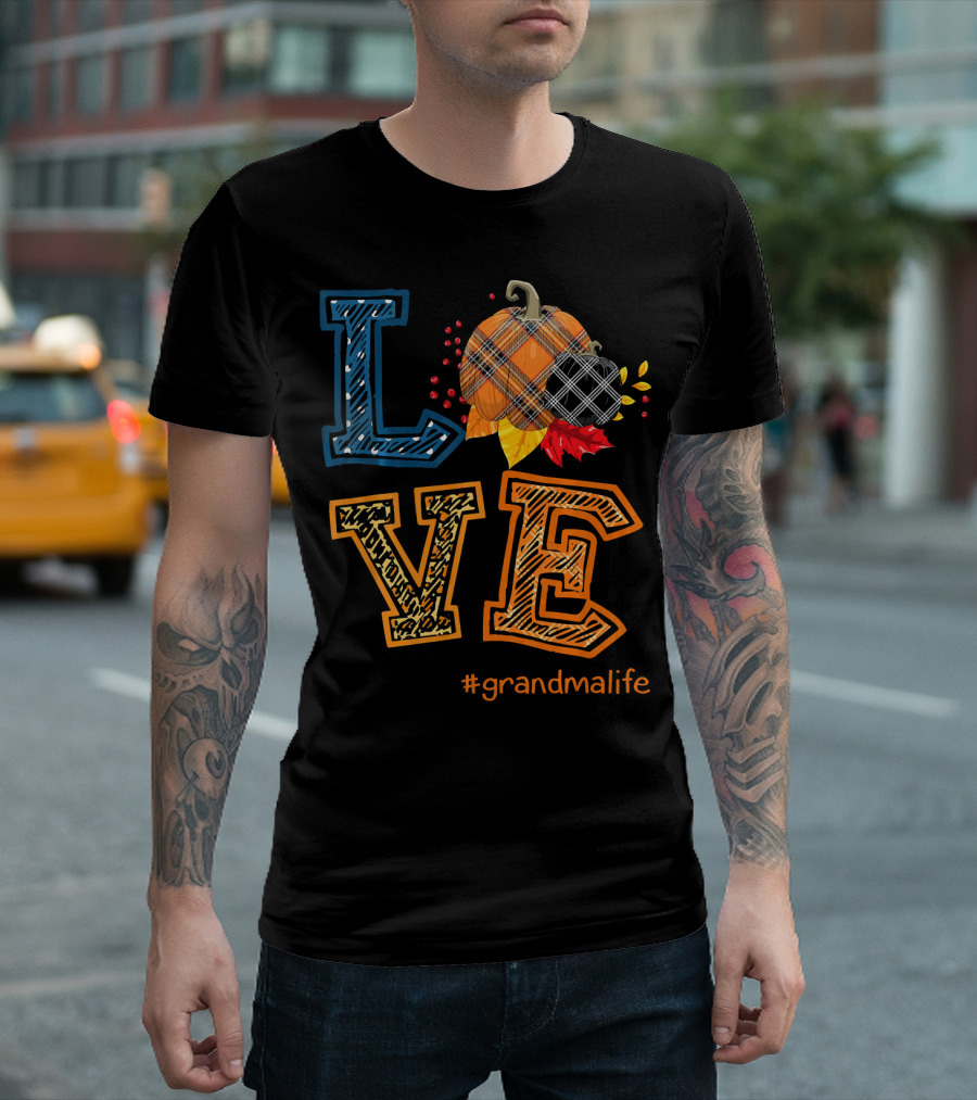 LOVE Plaid Pumpkin #grandmalife T-Shirt