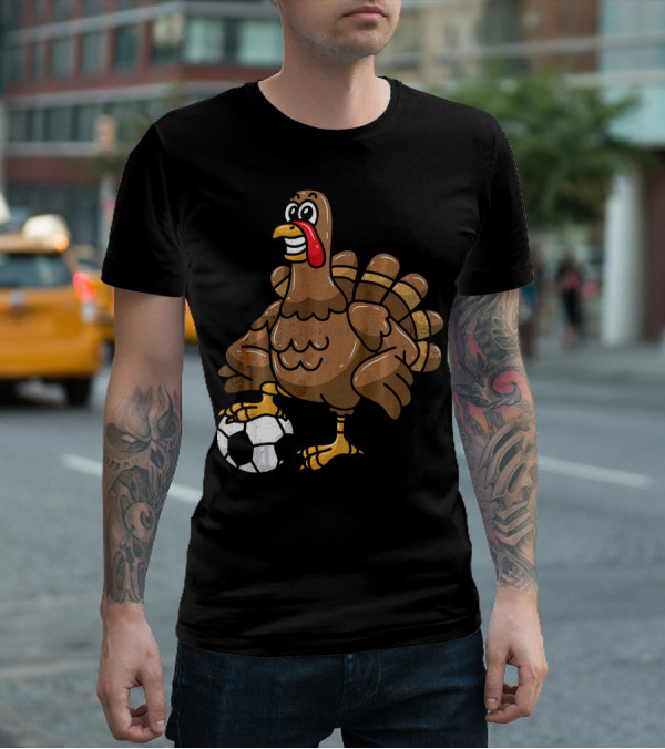 Thanksgiving Turkey Soccer Football Player T-Shirt