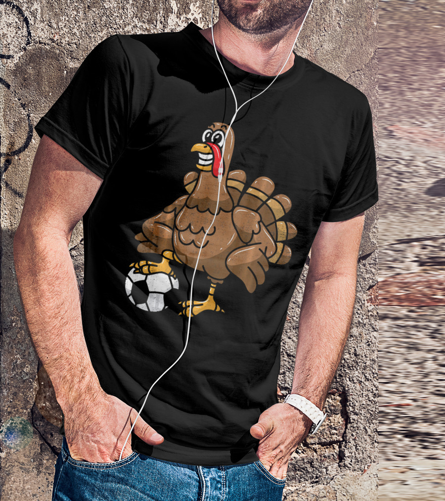 Thanksgiving Turkey Soccer Football Player T-Shirt