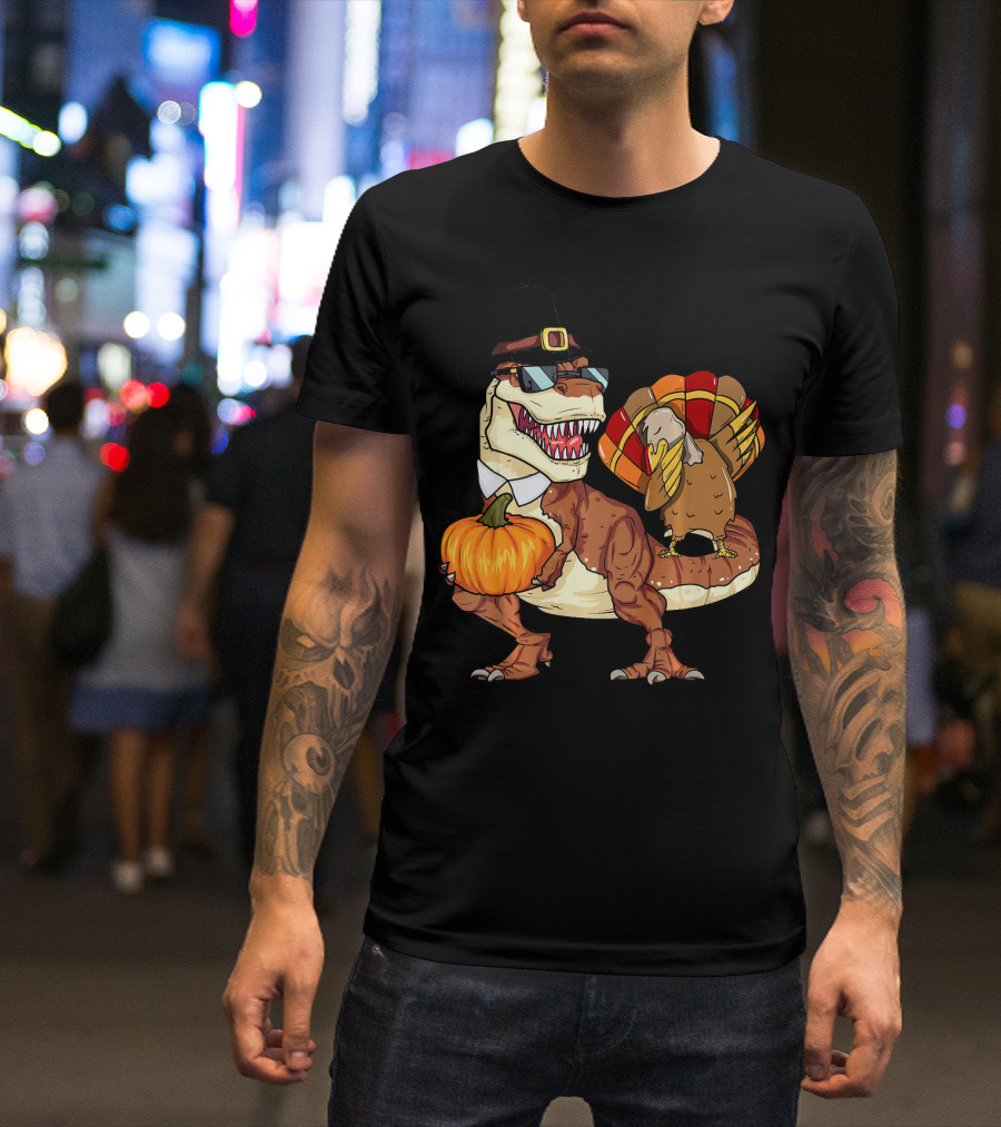 Thanksgiving Rex Dinosaur Dab Pumpkin Turkey T-Shirt