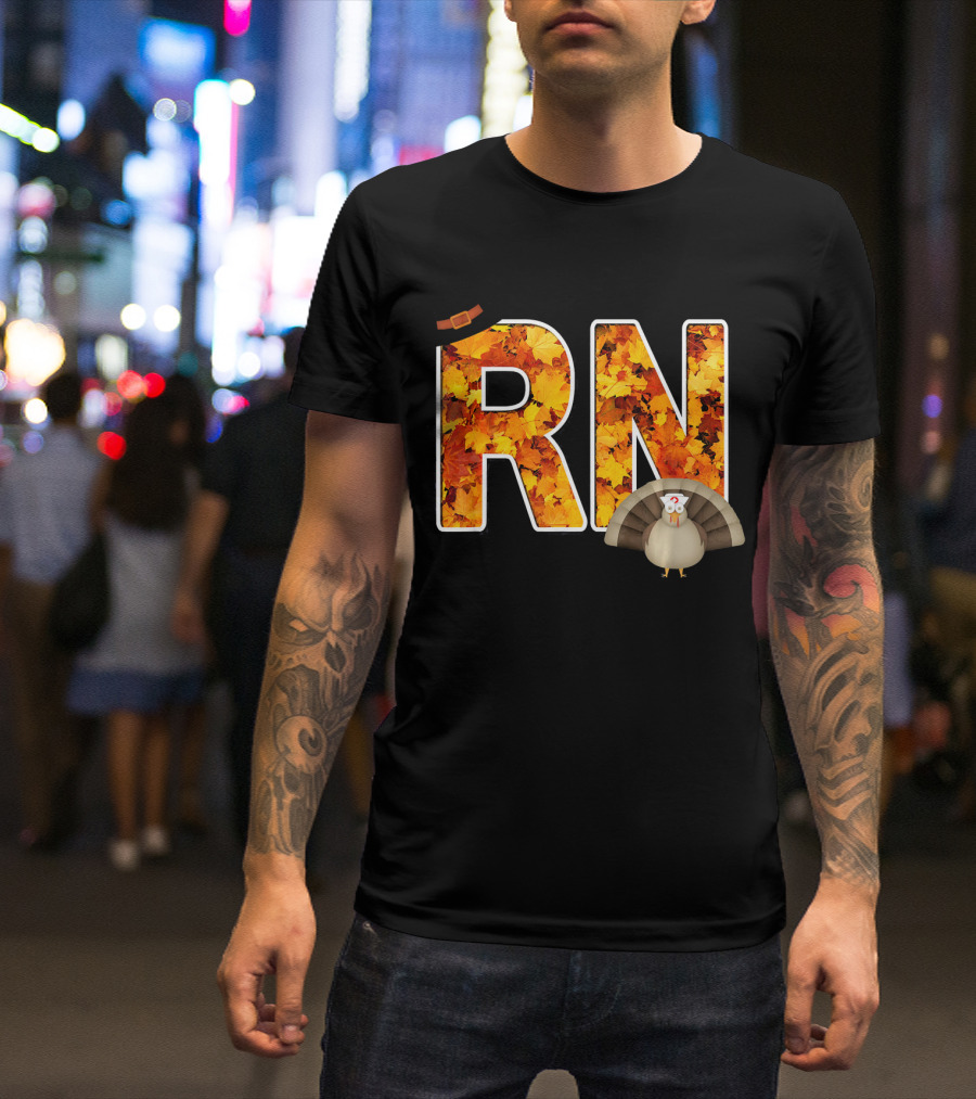 RN Thanksgiving Autumn Leaves Turkey T-Shirt