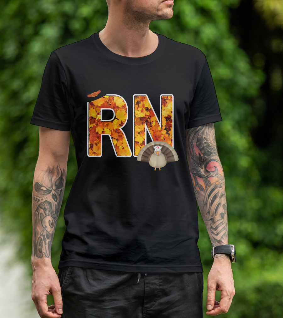 RN Thanksgiving Autumn Leaves Turkey T-Shirt
