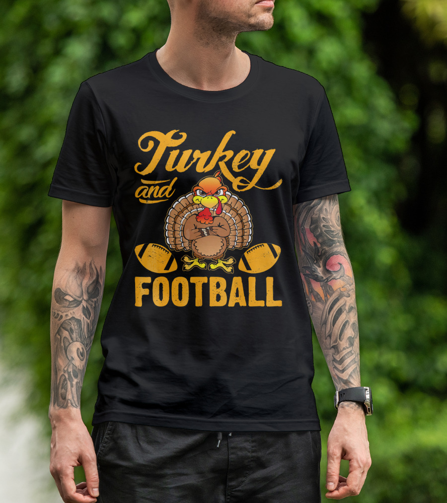 Turkey And Football Thanksgiving Humor T-Shirt