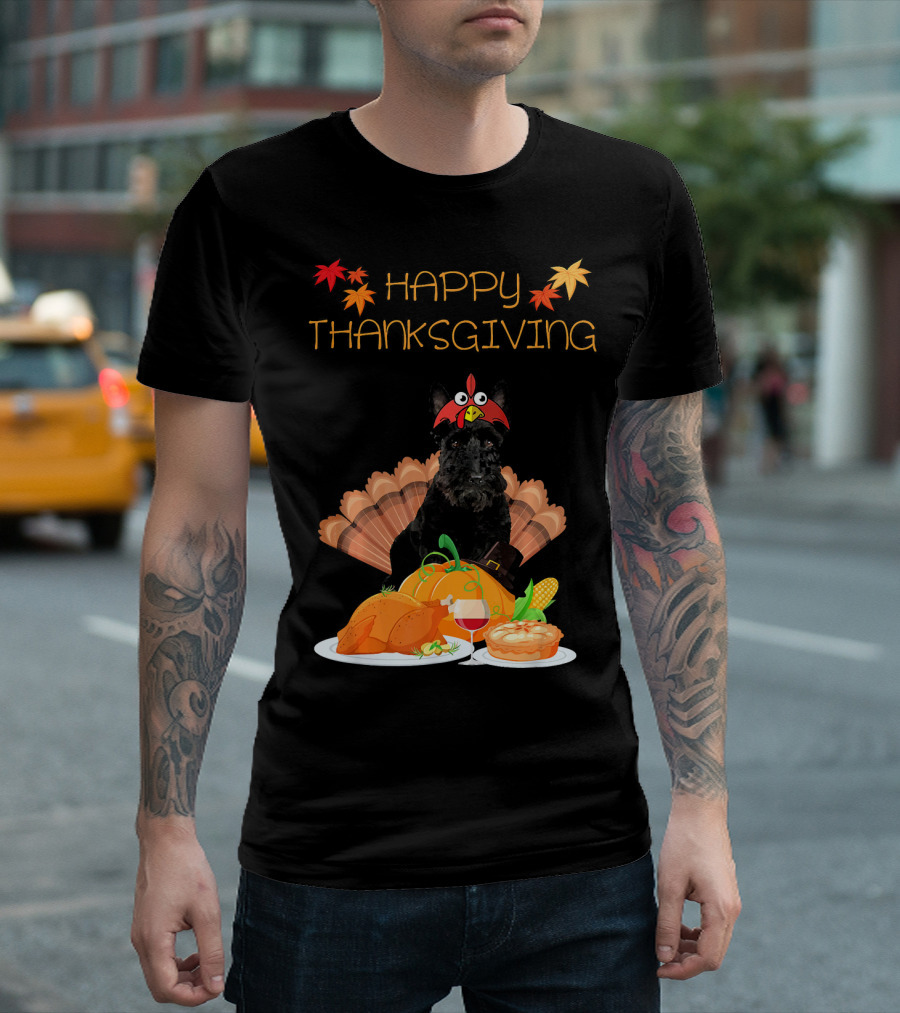 Happy Thanksgiving Day Scottish Terrier Turkey Feast T-Shirt