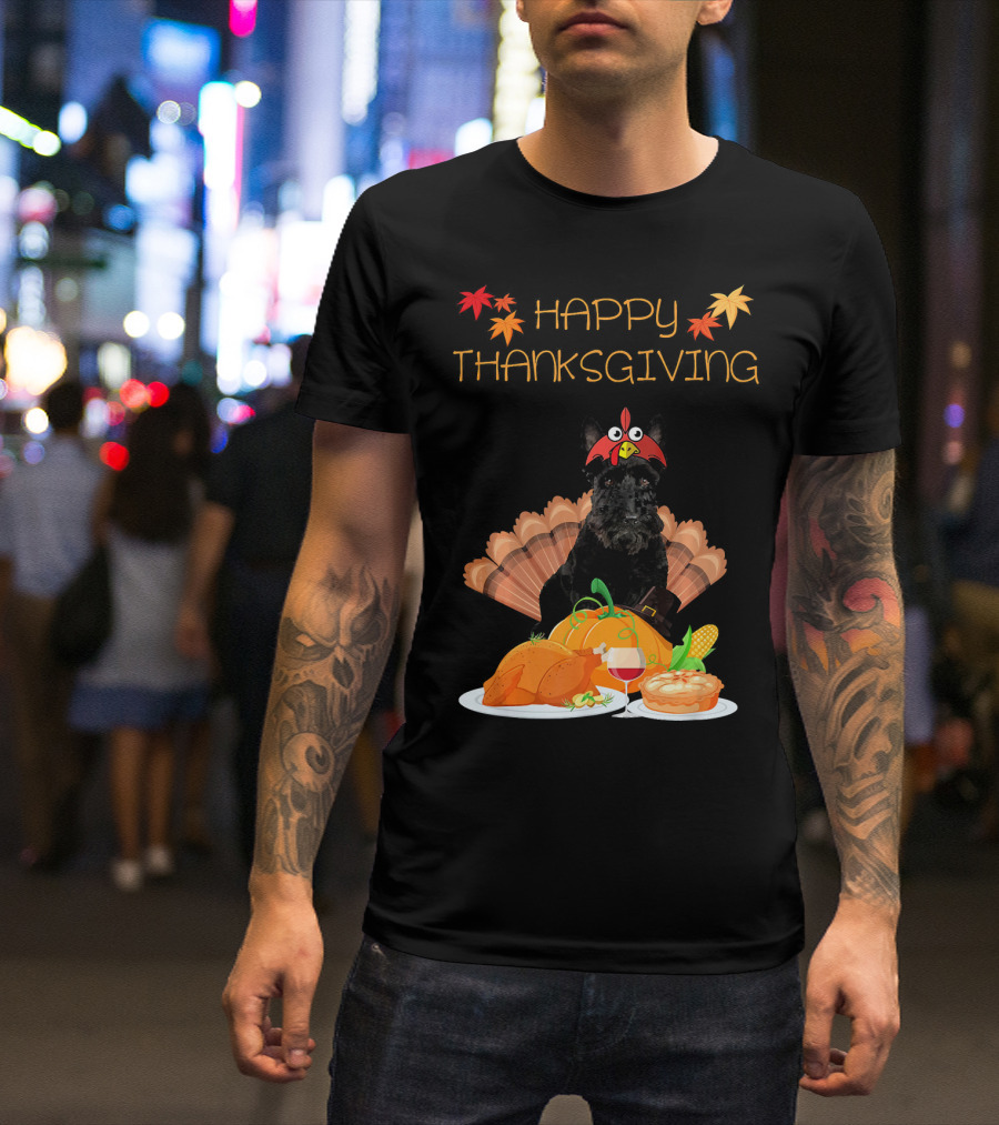 Happy Thanksgiving Day Scottish Terrier Turkey Feast T-Shirt