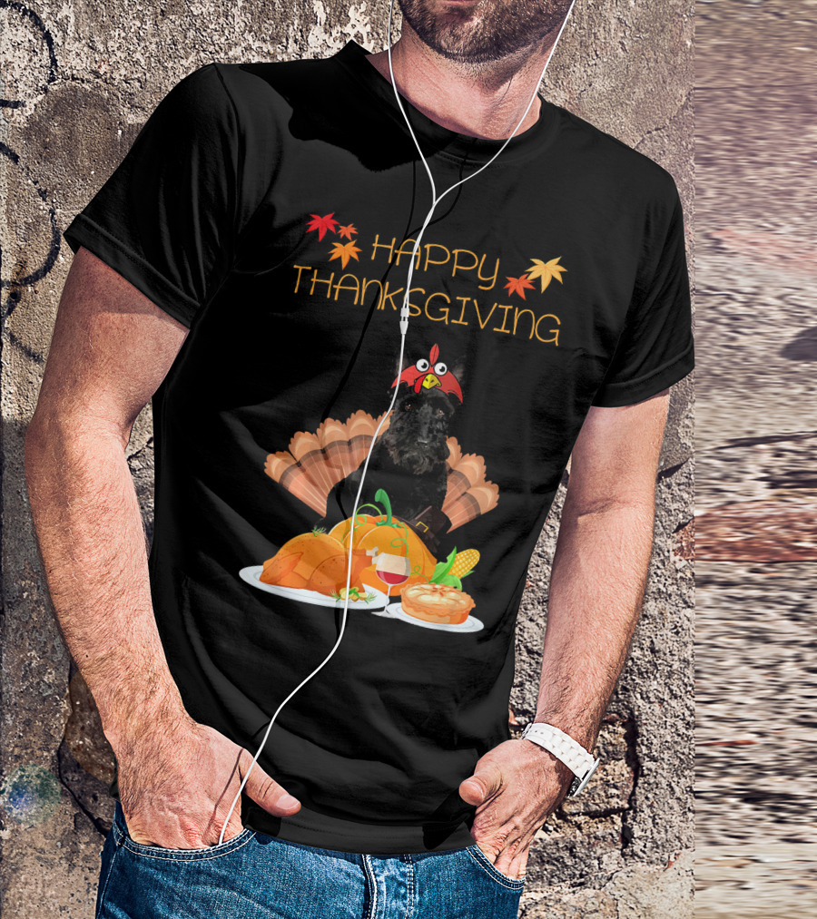Happy Thanksgiving Day Scottish Terrier Turkey Feast T-Shirt