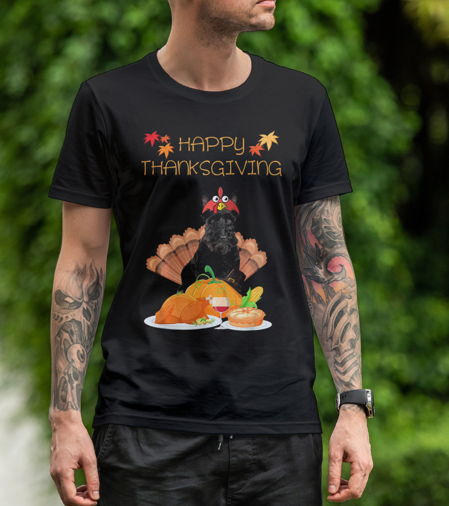 Happy Thanksgiving Day Scottish Terrier Turkey Feast T-Shirt
