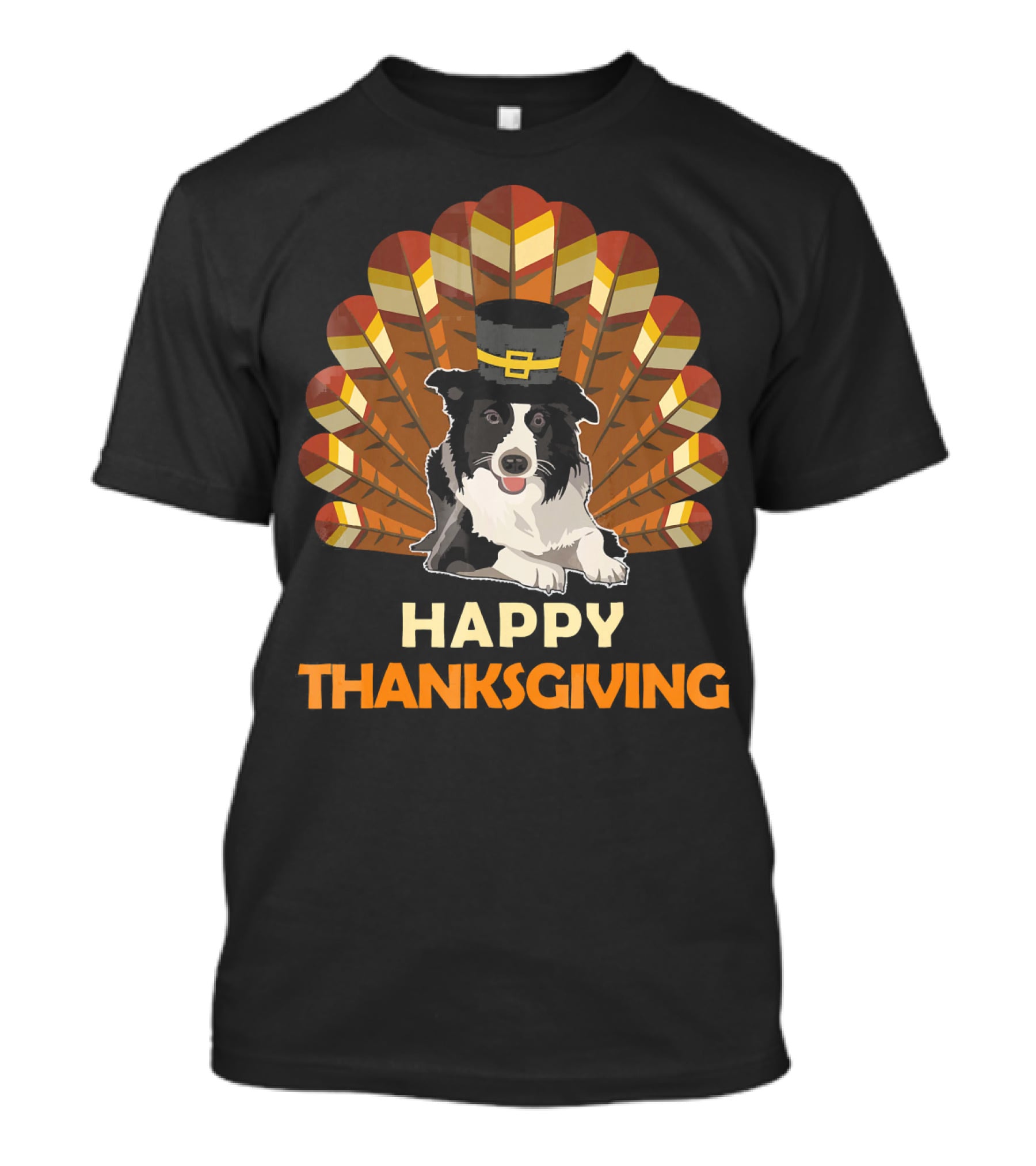 Border Collie Happy Thanksgiving Turkey T-Shirt