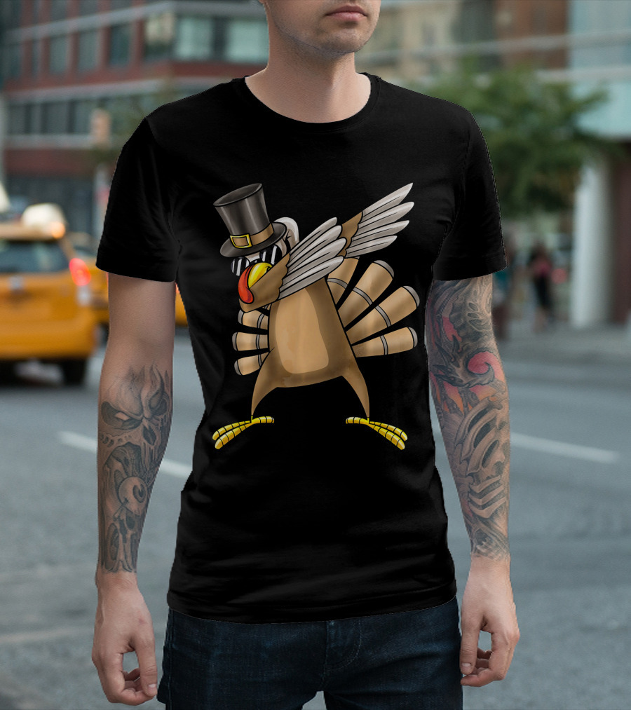 Top Hat Dabbing Turkey Thanksgiving T-Shirt
