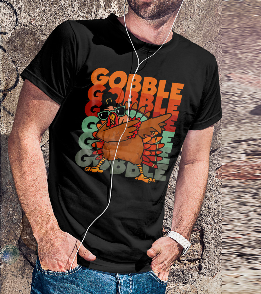 Gobble Gobble Dabbing Turkey With Sunglasses T-Shirt