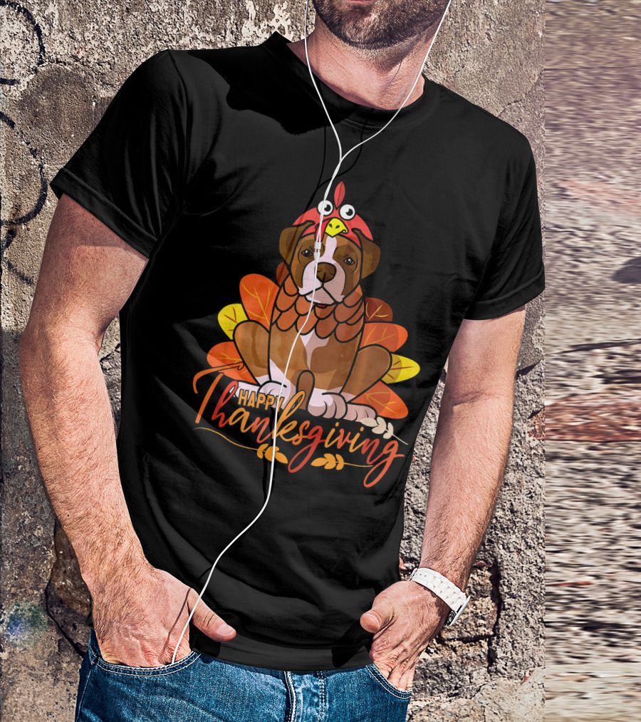Happy Thanksgiving Boxer Dog Turkey Costume T-Shirt