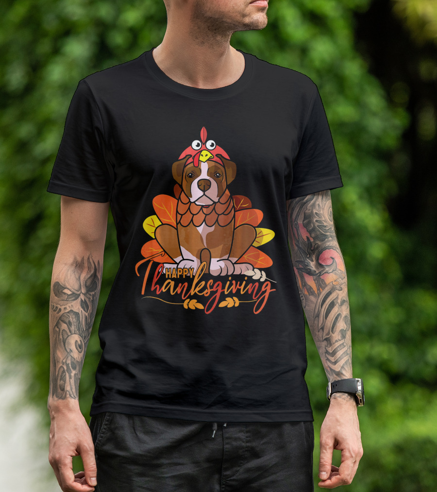 Happy Thanksgiving Boxer Dog Turkey Costume T-Shirt